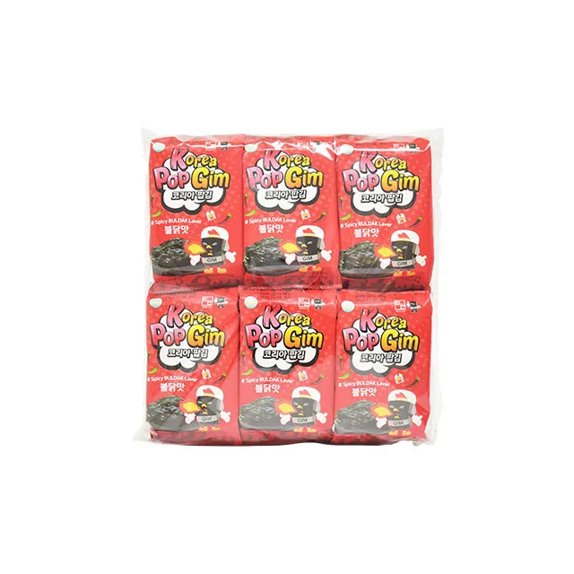 Korea Style seaweed Nori snack POP Gim Vegan comes in 3 flavors made by korea KOREA POP GIM SPICY BULDAK FLAVOR