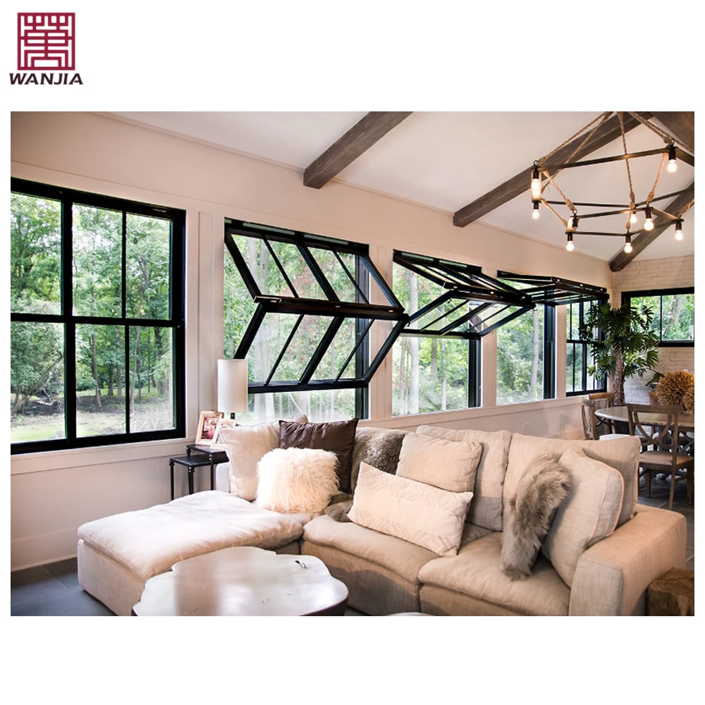 Aluminium Customize Kitchen Bi fold Window Vertical Top Folding Glass Push Up Fold Up Windows