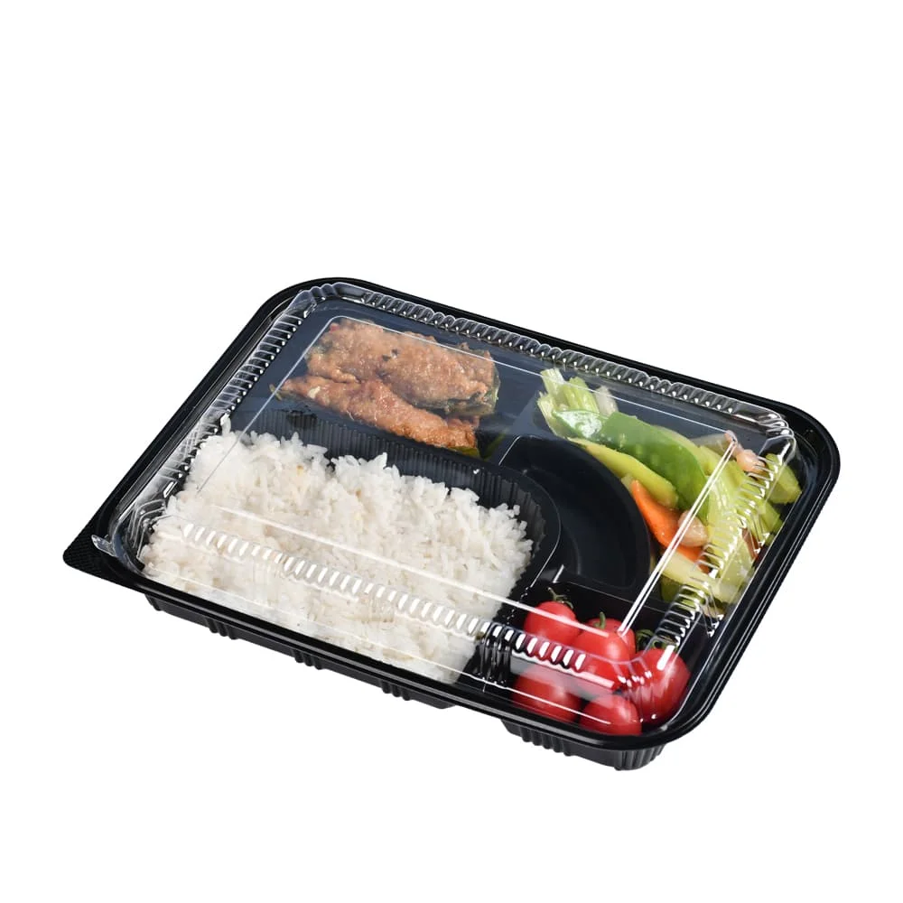 Compartment Plastic Food Packaging Container Catering Disposable Carry Out Fruit Salad Lunch Bento Boxes for Kitchen Storage