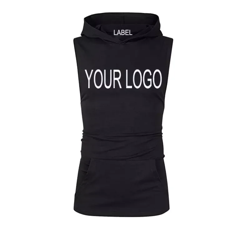 Customization High Quality Fashion Fitness Black Gym Tank Top With Hooded For Men With Custom Logo and Label