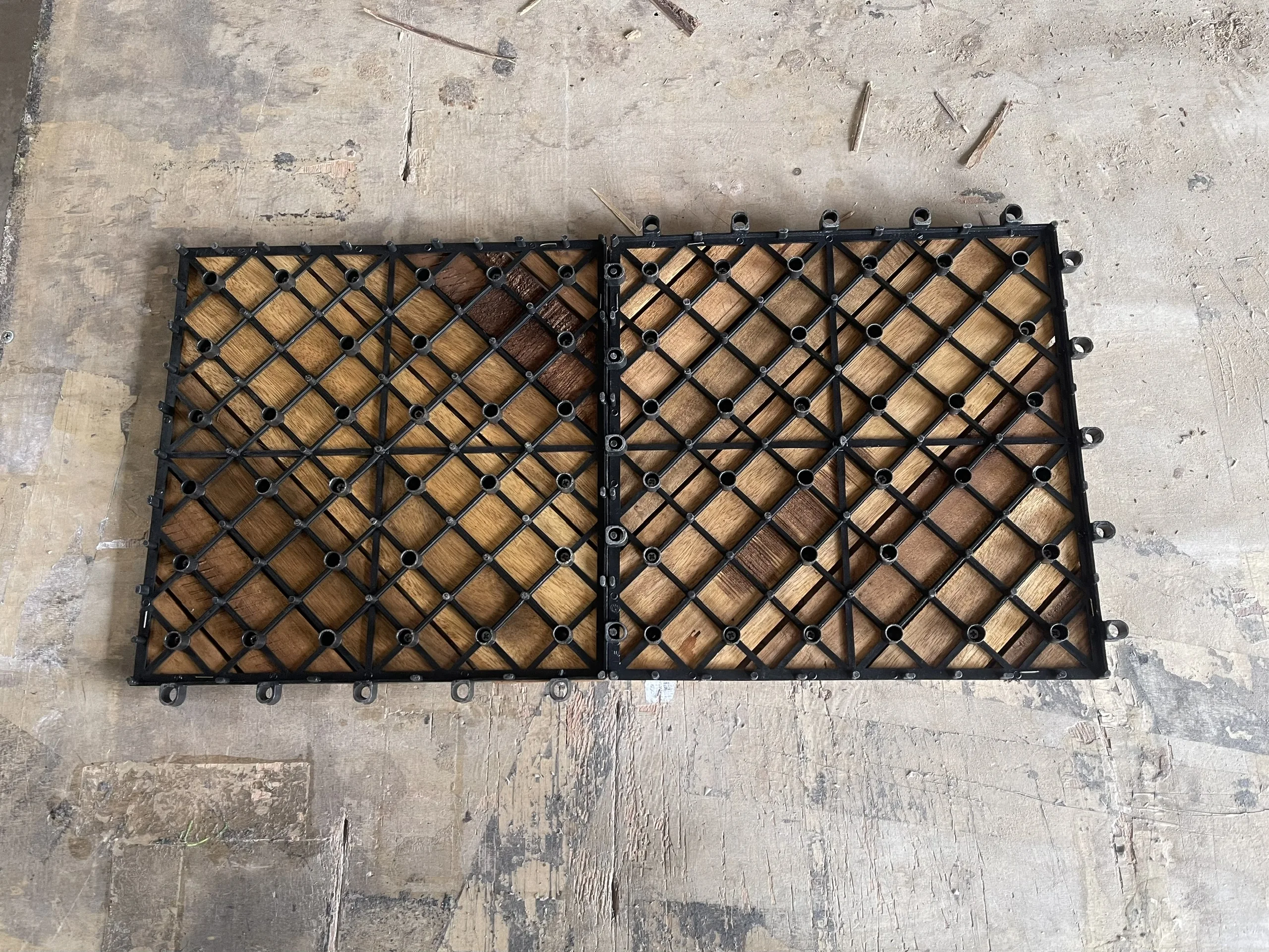 High Quality Interlocking Acacia Teak Deck Tiles Removable Snaps Contemporary Plastic Base Outdoor Wood Flooring-Made Vietnam