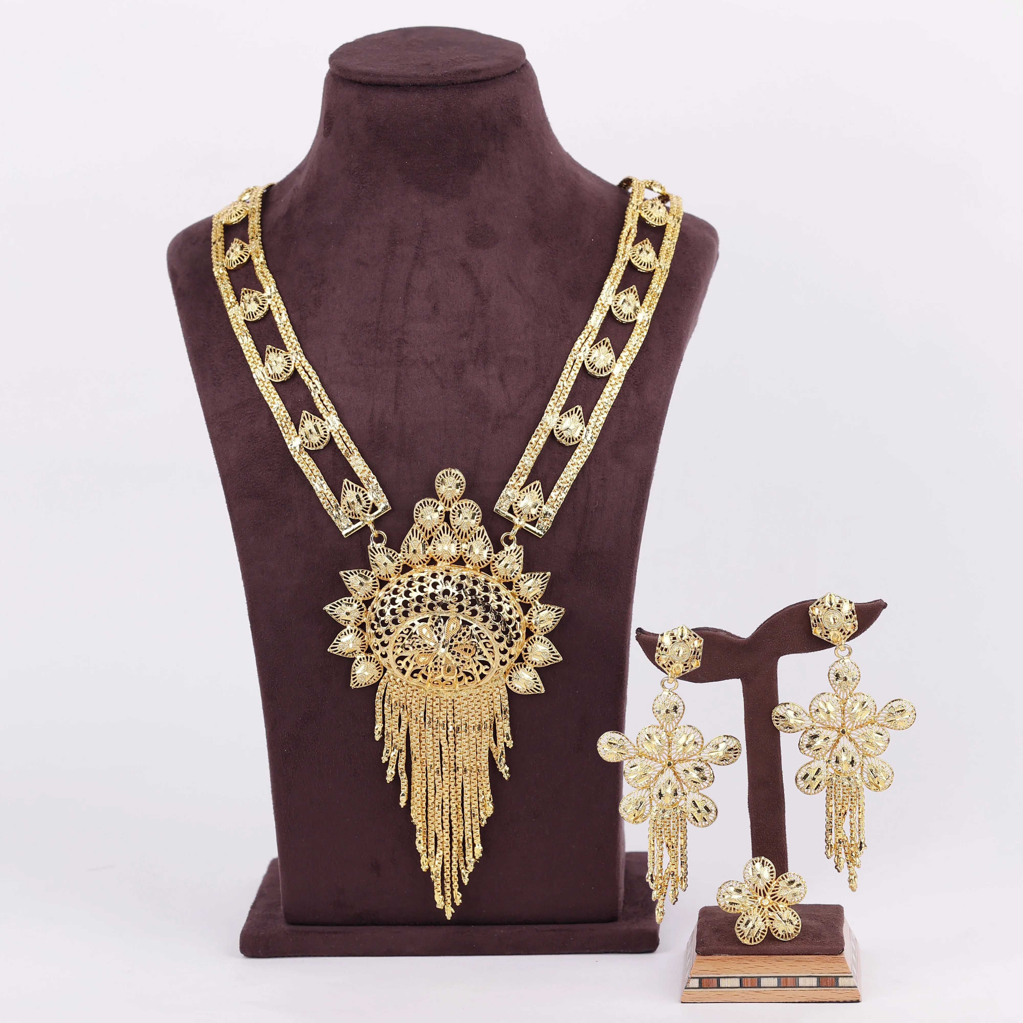 Gold Plated Forming Necklaces Set Long Forming Jewelry set Fashion jewelry for women Copper & brass chapado en oro oro laminado