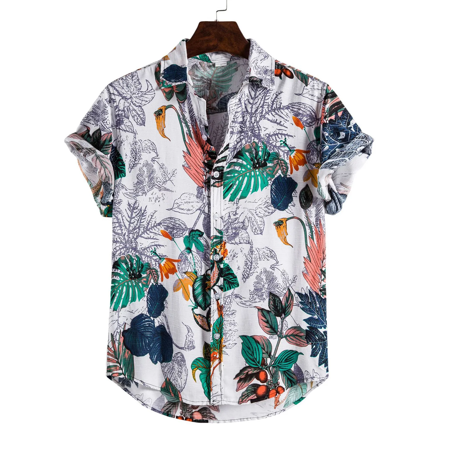 Мужская хлопковая рубашка с коротким рукавом