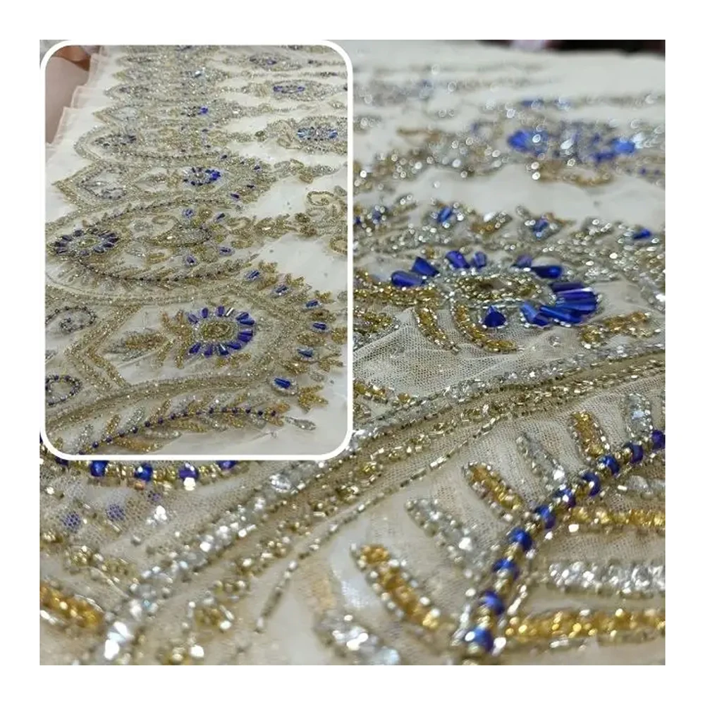 Luxury Beaded Fabric Embroidery Beaded Wholesale Factory from Indian Manufacture