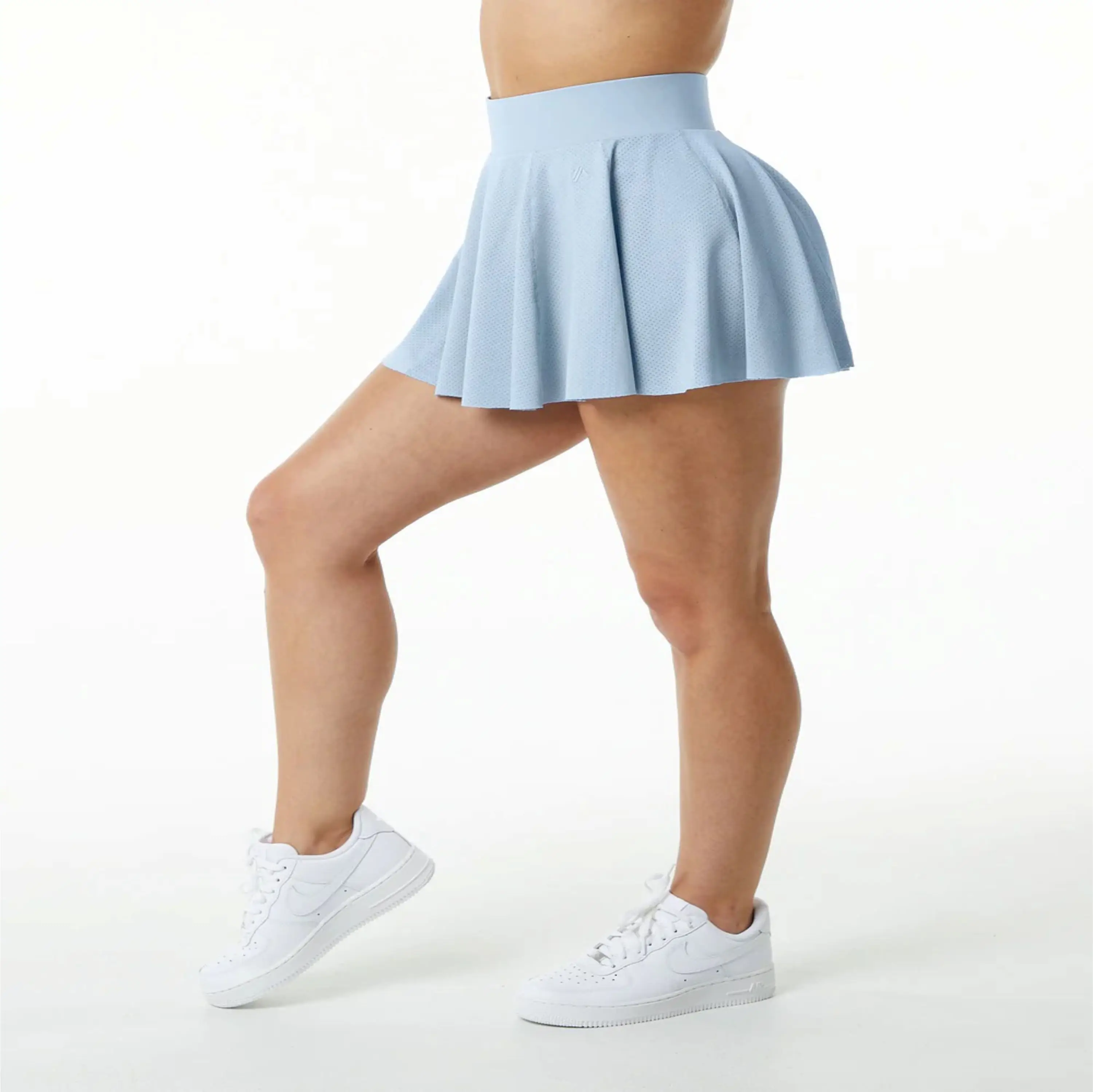 High Waisted Light Blue Skirt for Women 100% Cotton Jersey Knit Sexy Style with Compression Lined Mesh Breathable Shorts