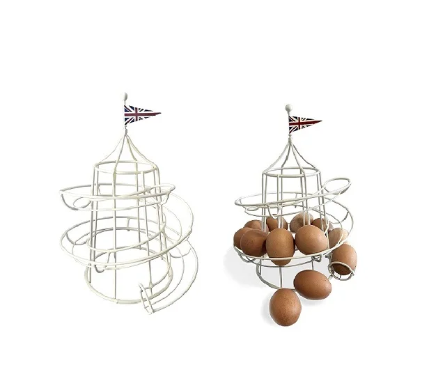 Decorative Egg Storage Holder Organizer Metal Chicken Egg Basket with Handle Vegetable and Fruit Storage for Home kitchen Usage