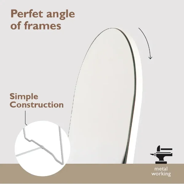 Full Body Floor Leaning Big Dressing Mirror with Elegant Lines and Lightweight Design