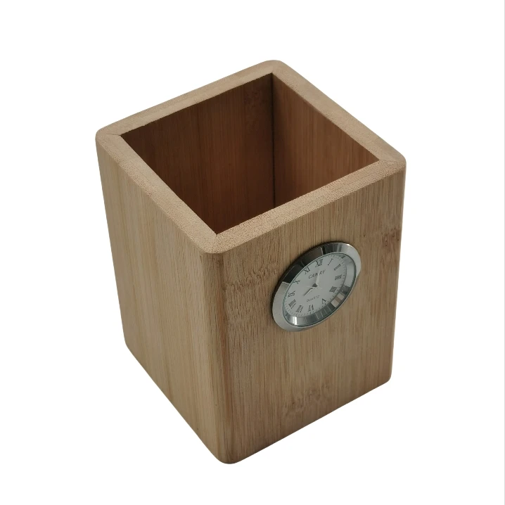 Bamboo Wood Desk Pencil Holder Stand Multi Purpose Use Pencil Cup Pot Desk Accessories, Desktop Organizer Pencil Holder