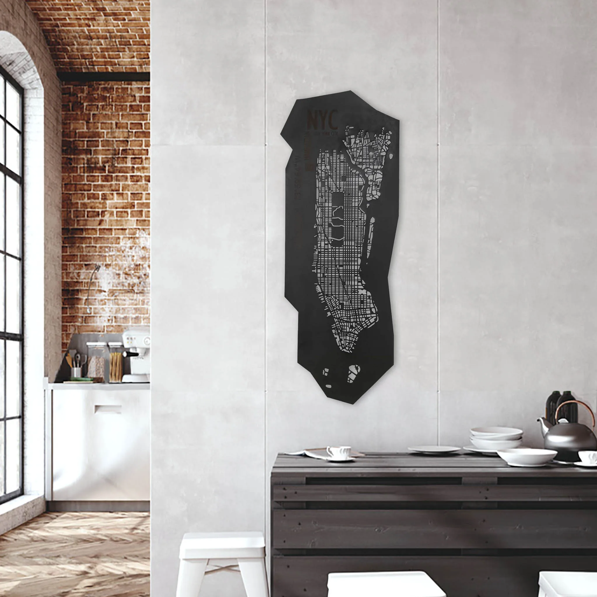NewTop quality Italian art designed wall maps made in urban leather New York for apartment