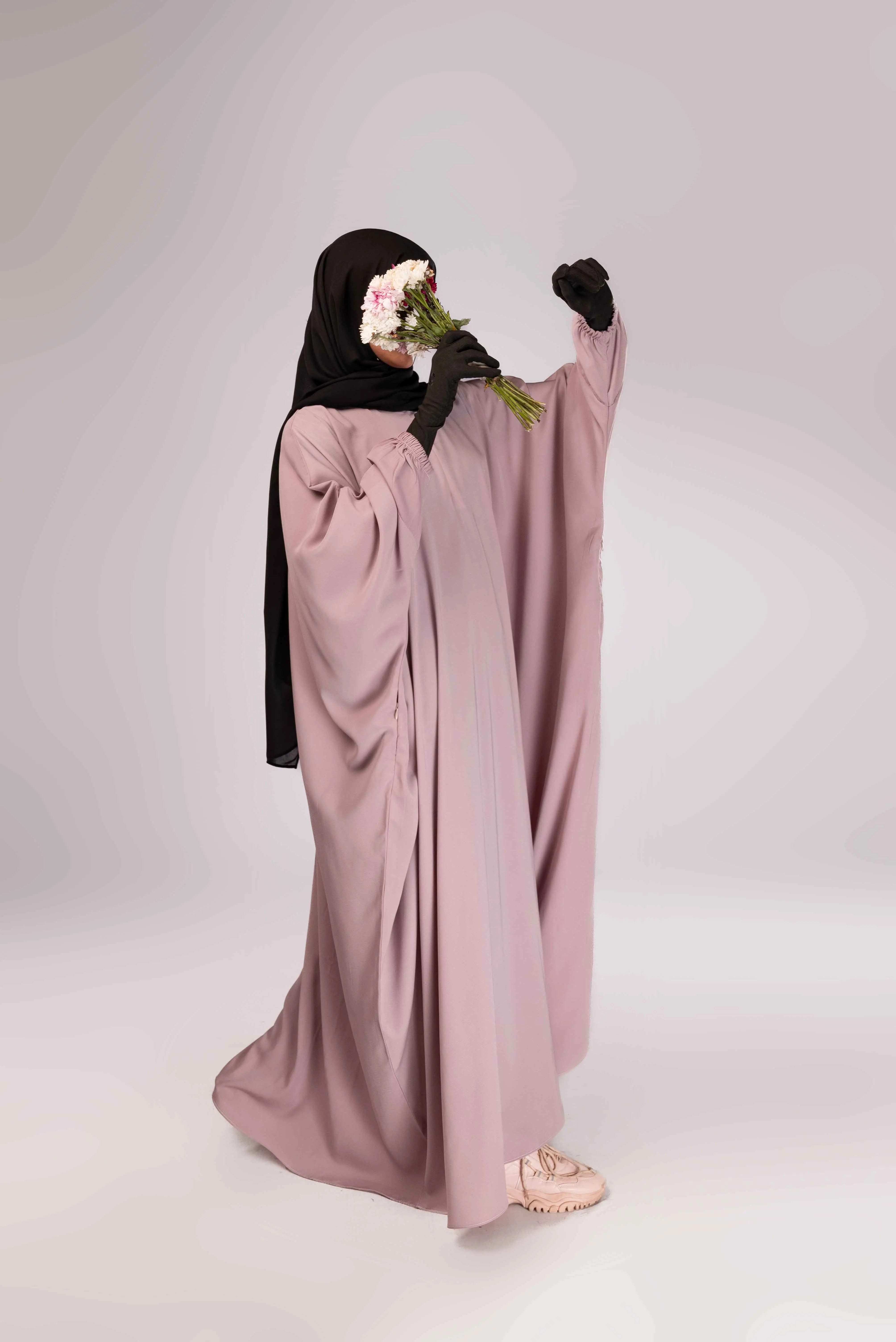 Luxury Elastic Sleeves Bisht Abaya Daily Wear Modest Clothes Wool Peach Polyester Matt Fabric Straight Silhouette Solid Adults