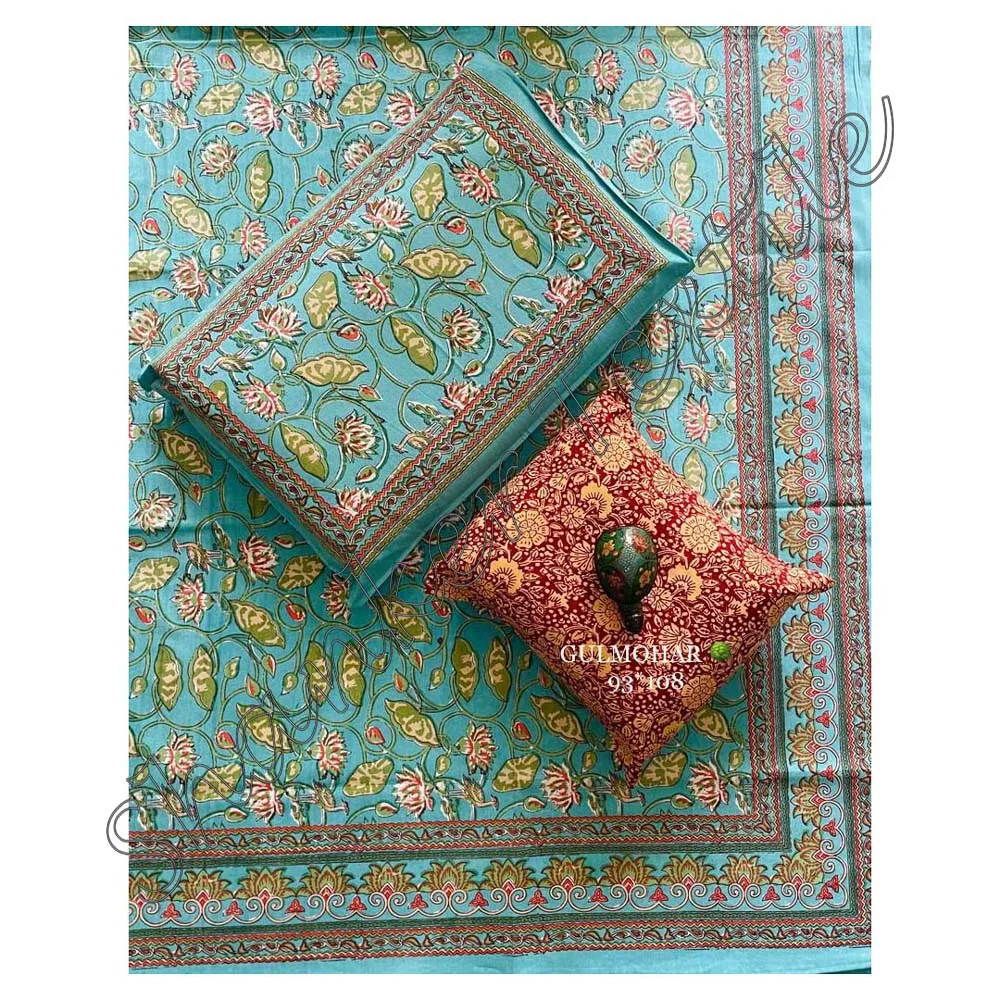 100% Cotton Queen Size Bohemian Print Bed Sheet With Pillow Case Cover Bedding Set MBPBSS002