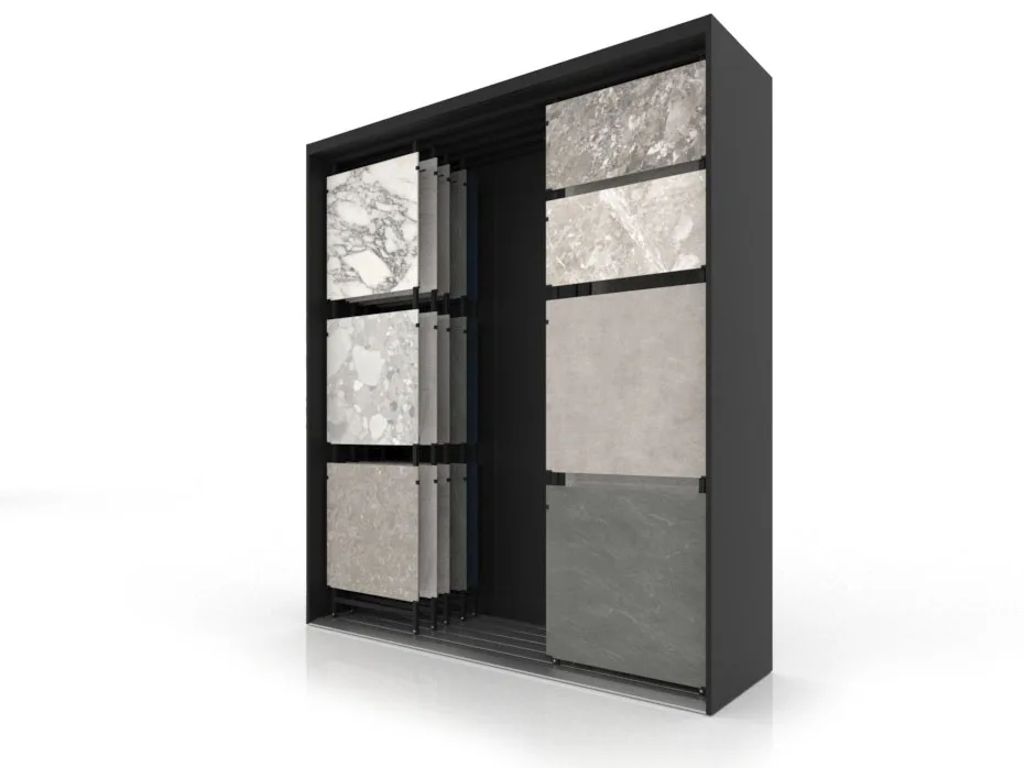 INSCA Stylish Design Ceramic Tile Display Racks 118 Tiles for Outdoor Showroom Organizer and Display Stand
