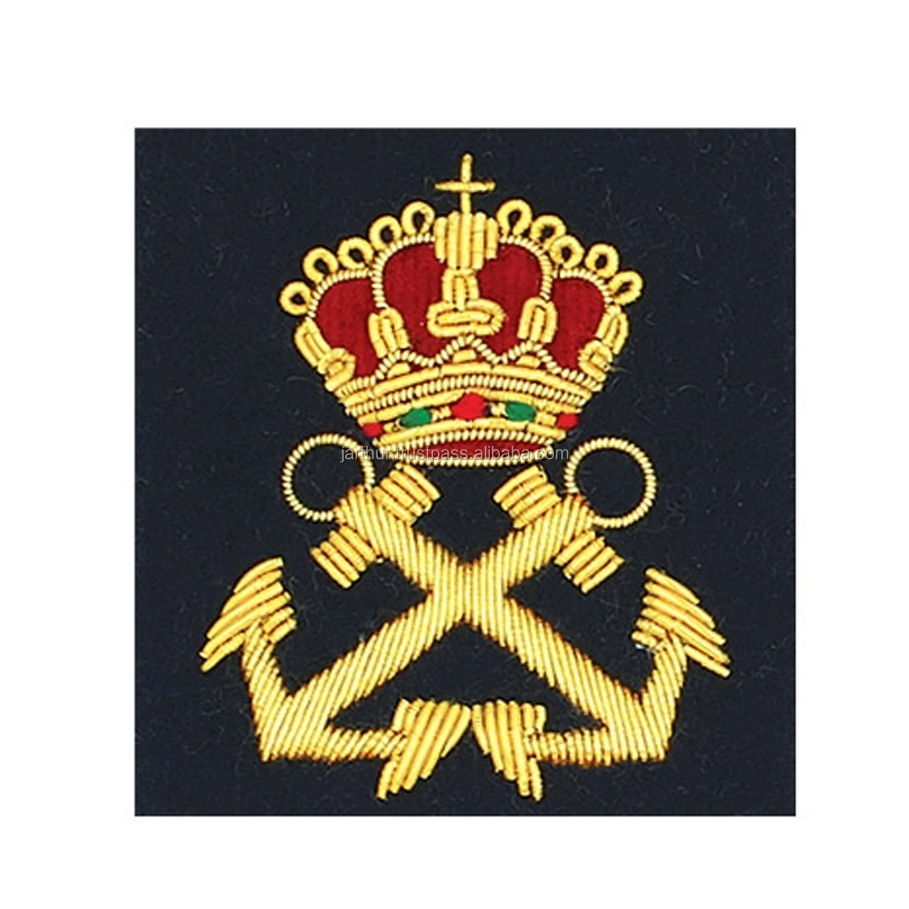 Royal Crown Badges Bullion Wire Embroidered Hand Embroidered Blazer Badges And Shoulder Boards