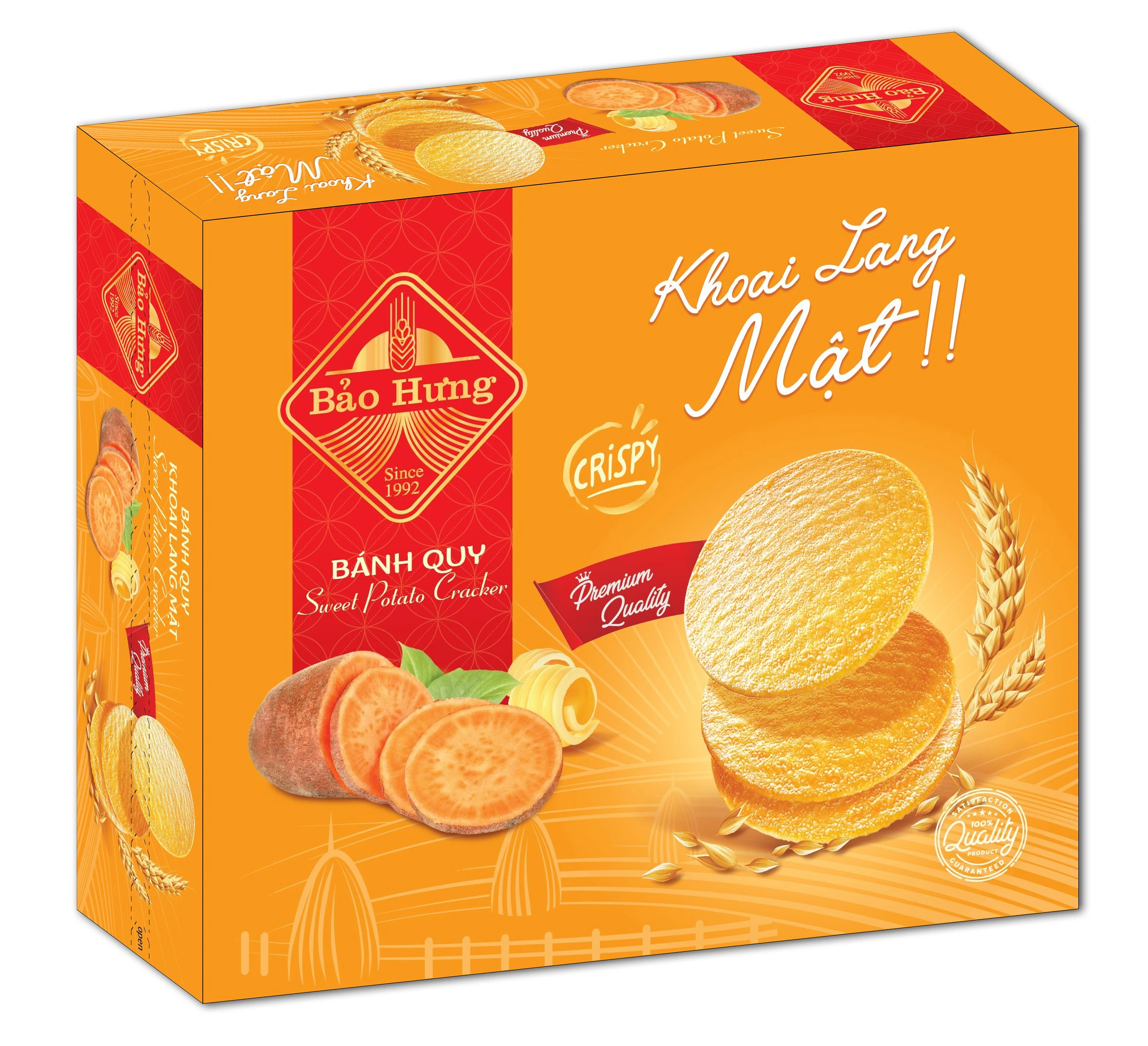 Premium Quality Bao Hung Sweet Potato Flavour Thin Crispy Cracker 250g IN PAPER BOX - Delicious