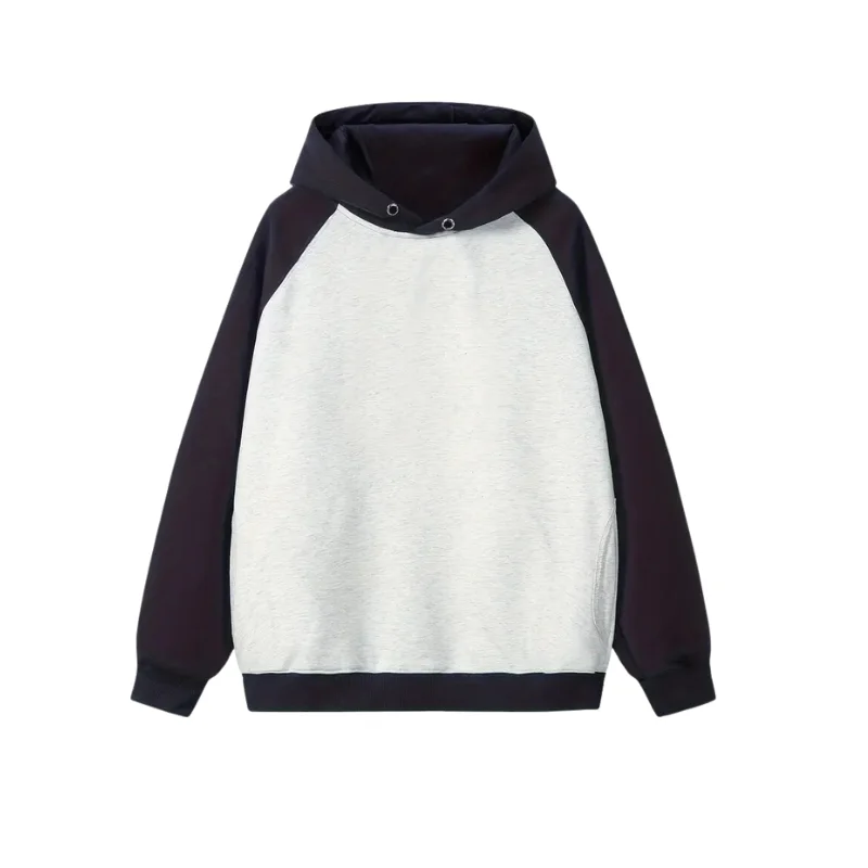 Unisex-Adult Casual Thick Hoodie Sweatshirt with Striped Pocket Pullover Neck Long Sleeve Knit Fabric Loose Fit Cotton