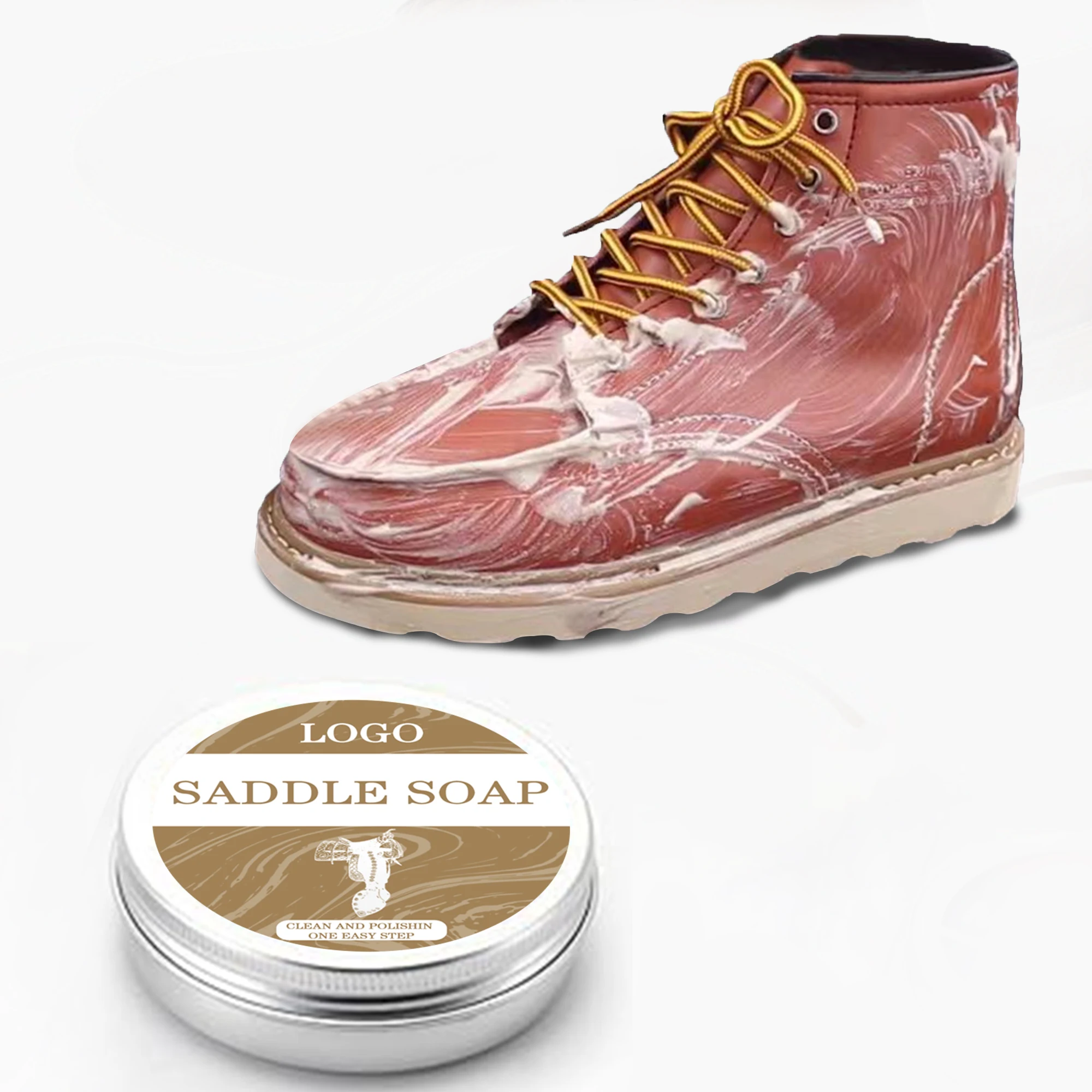 OEM Saddle Soap for Cleaning Construction Work Boots with Deep Cleaning into the Leather