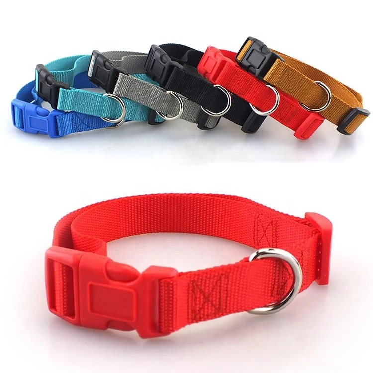Low MOQ Oem Custom Leash Luxury Personalized Logo Adjustable Small And Middle Pet Blank Plain Nylon Dog Training Pet Collar