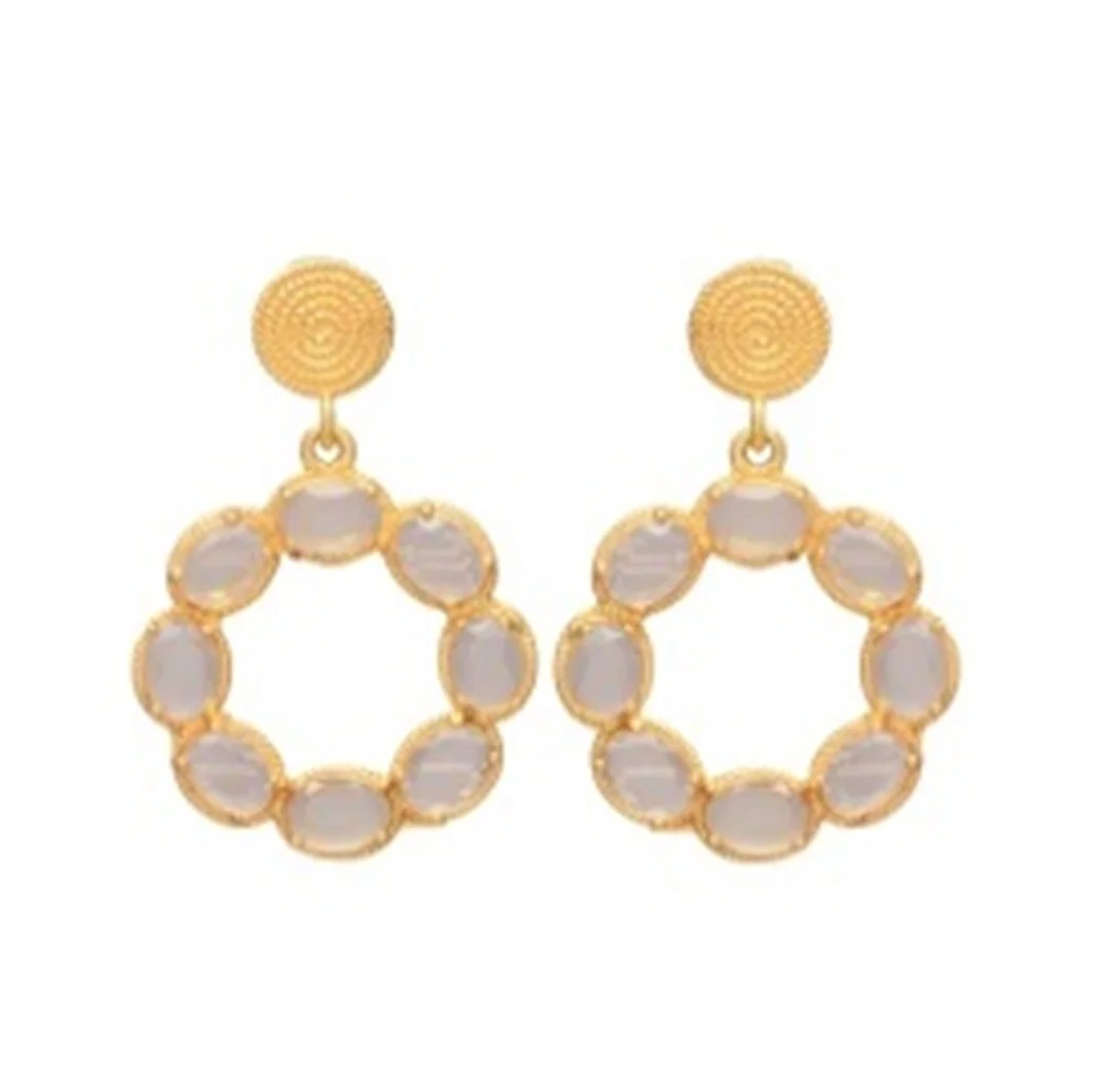 New Arrival Adorn Yourself with the Enchanting Beauty of Amethyst Hydro Gemstone Brass Gold Plated Round Hoop Earrings