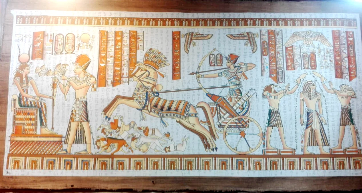 Papyrus Extra large artistic Hand Painted , Changing Image Papyrus Art Egyptian Pharaonic Hieroglyphic Wallpaper