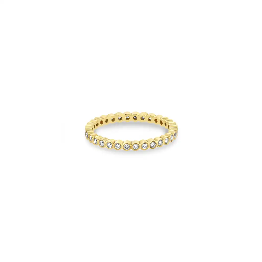 14k 0.32ctw 1.3mm Round Cut Diamond Bezel Eternity Band Ring Diamond Ring Fine Jewelry Customize Solid Gold Diamond Ring For Her