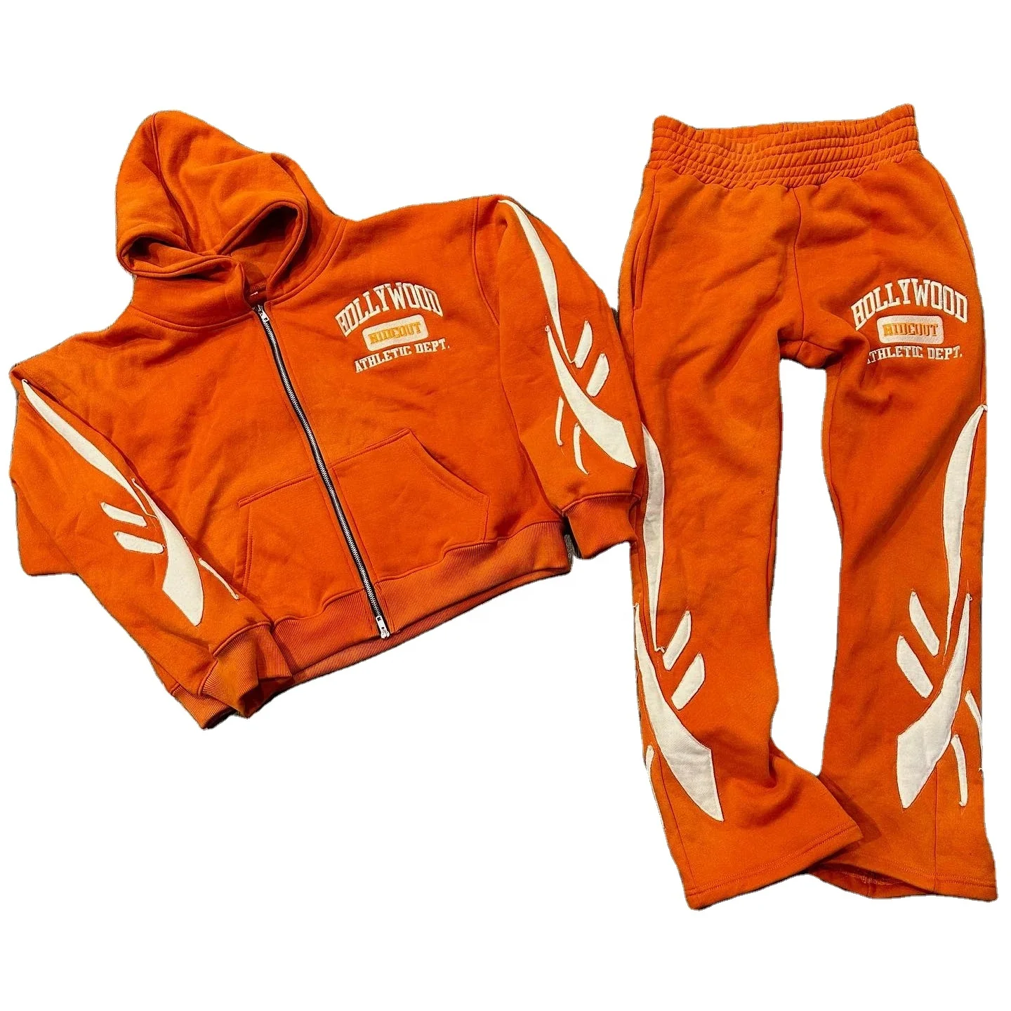 Самые требовательные брюки с вышивкой на заказ лоскутные толстовка капюшоном мужские спортивные костюмы расклешенной кислотой