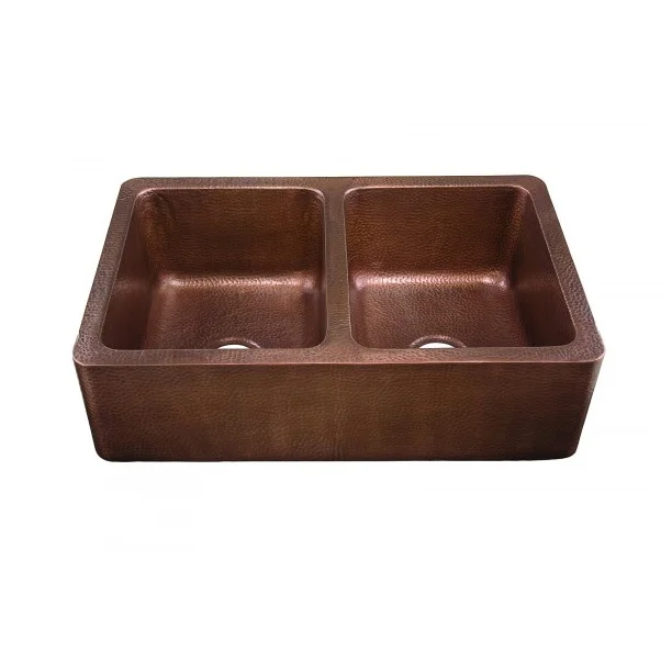 Luxury Single Bowl Hammered Antique Copper Kitchen Farmhouse Sink With Sink 16 Gauge Thickness
