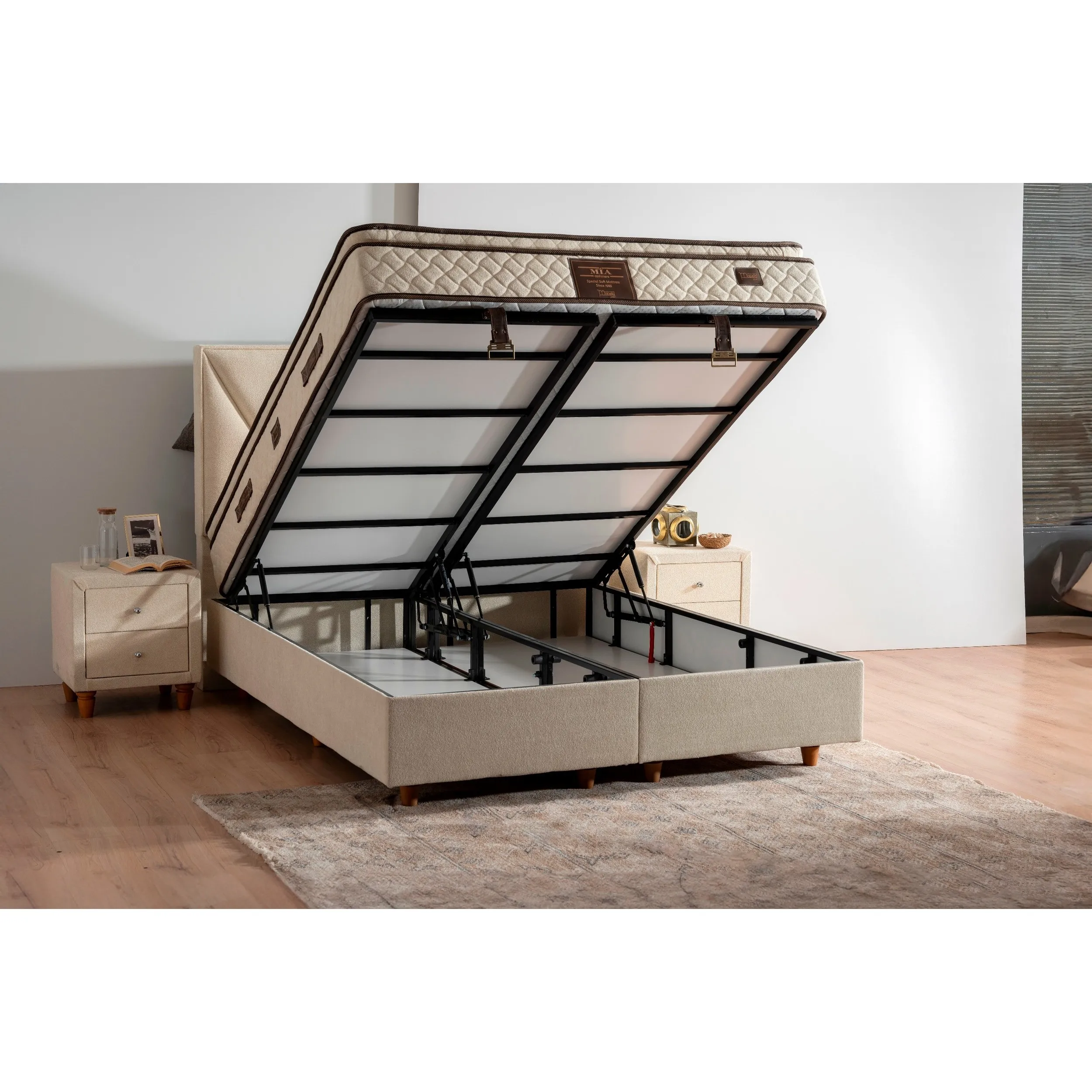 Mia 140x190 Double Bed Base, Headboard Set MBL1423