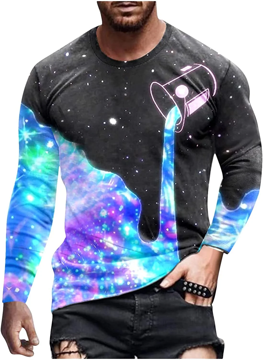 Digital sublimation full sleeve t-shirt galaxy 3D digital sublimation  printing
