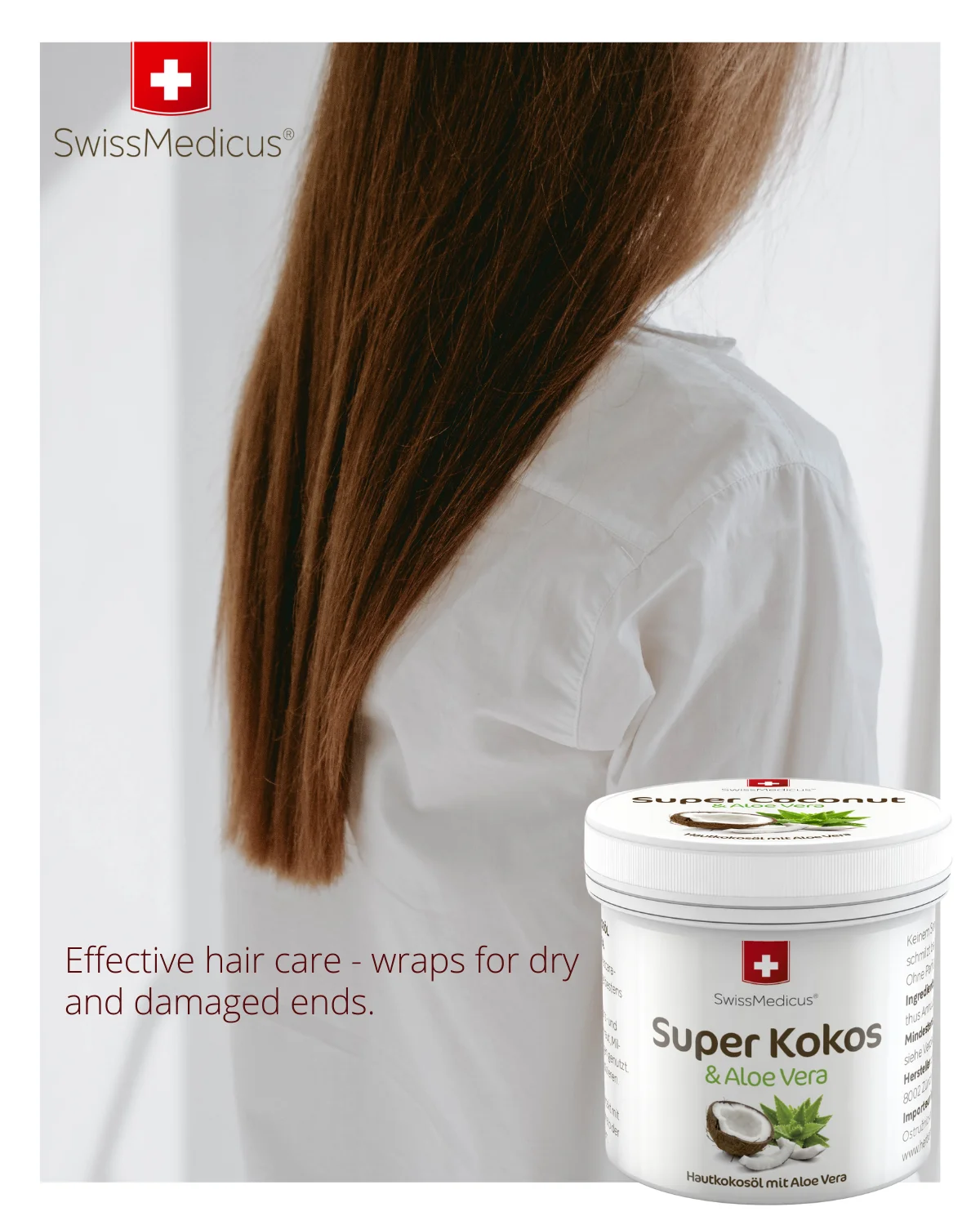 SwissMedicus Super Coconut & Aloe Vera, Philipines Coconut oil, Natural Skin Face Hair Hydration, Swiss quality, Vegan, 150ml