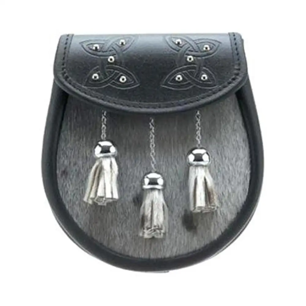 antique-finished-stag-head-sporran semi dress sporrans with metal cantle for bagpipers new arrival design