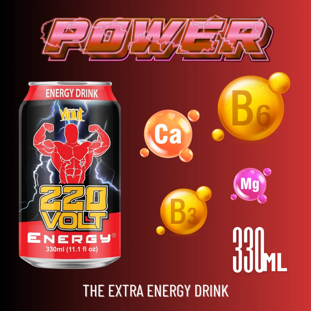 Energy Drink Made in Vietnam 330ml 220 Volt Thunder Power From Real Ingredient Free Sample Beverage Manufacture Private Label