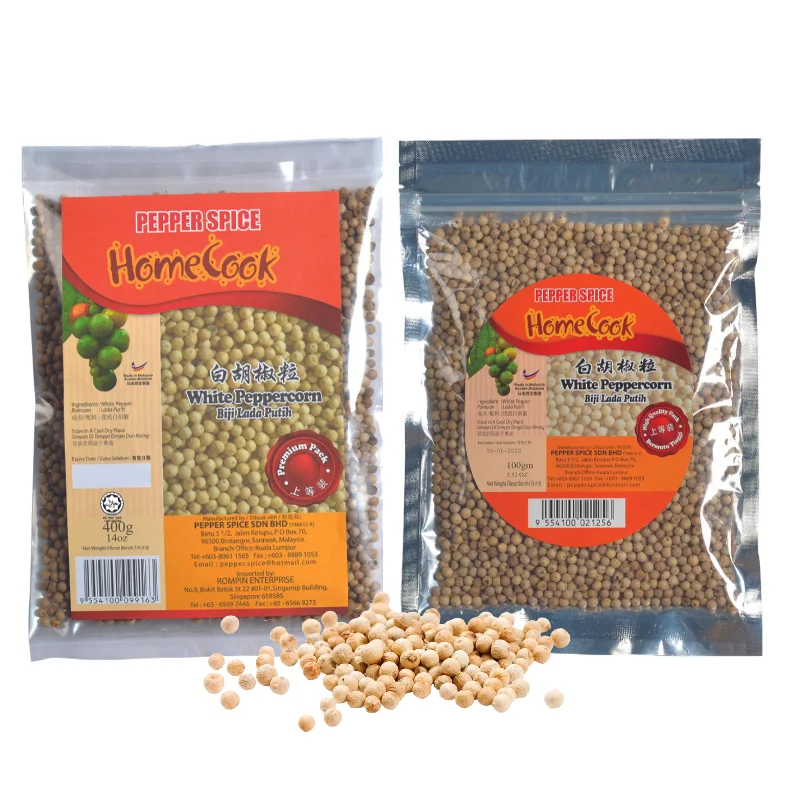 Cheap Price Fresh Selected White Pepper Seed Best Grade 100% Clean White Pepper Corn 100g Low MOQ For Hot Pot Soup Seasonings