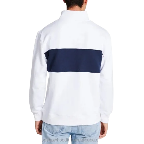 High Quality Oem Custom 100% Cotton Color Block Pullover Jumper 1/4 Quarter Half Zip Sweatshirt for Men