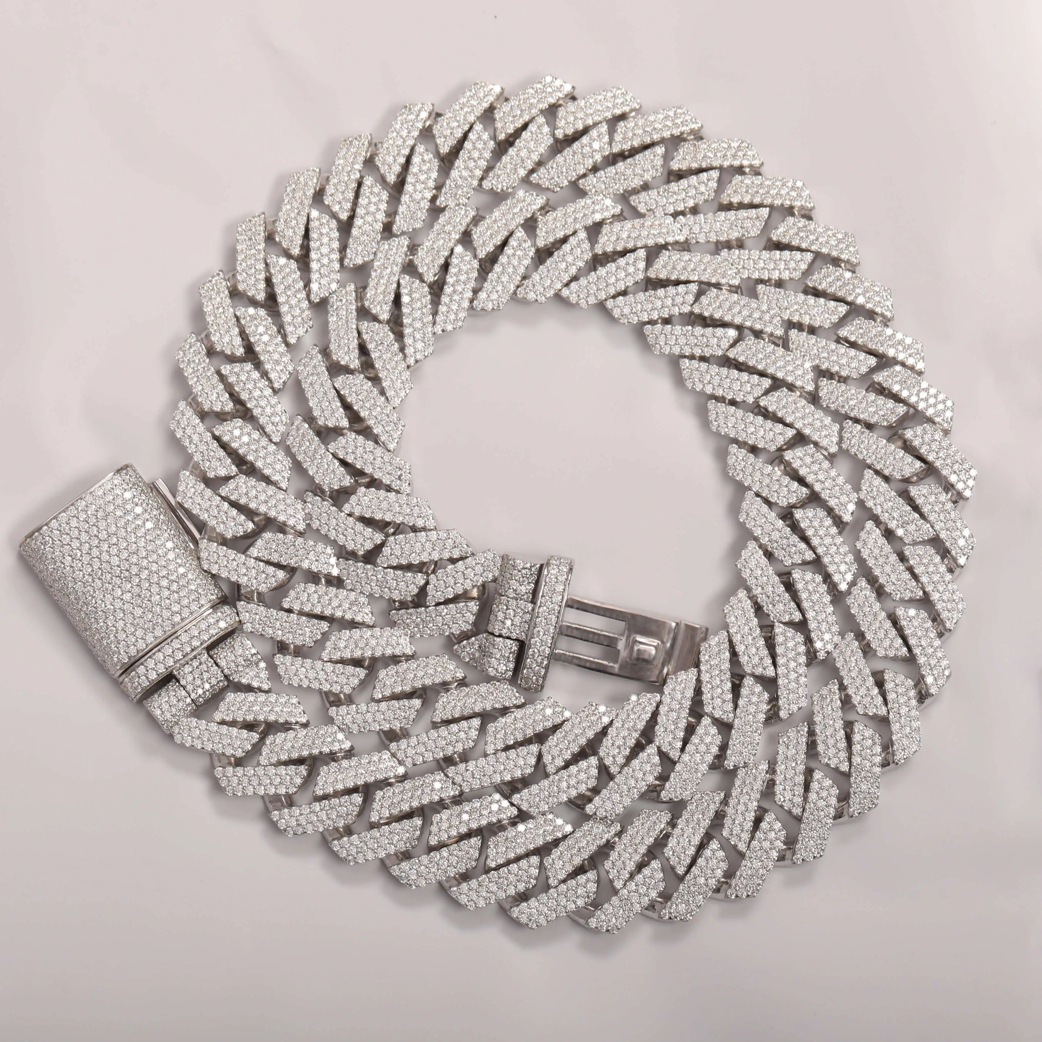 Handcrafted Moissanite Diamond Cuban Chain for Men in 925 Sterling Silver with Customization Full Iced Out Gift For Him