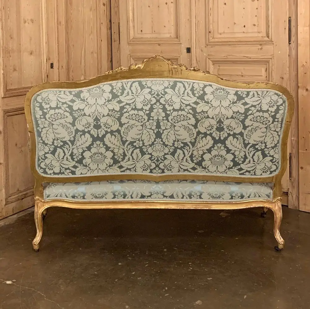 Рококо роскошь: французский Louis XV Giltwood Canape XIX века 2-местный диван для роскошных гостиных