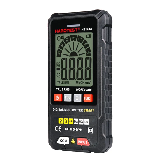 HABOTEST HT124A Smart Digital Multimeter 4000 Counts True RMS Auto Ranging Voltage Meter 600V AC DC Voltmeter