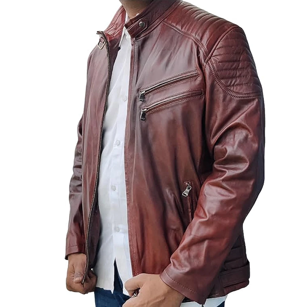 New Arrivals Wholesale Price High Quality Oem Design Men Leather Jacket Slim Fit Stylish Comfortable Low Price Leather Jacket