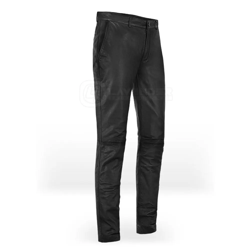 Wholesale Leather Pant Leather Fashion Pant Genuine Leather Pants for Men Casual Straight Knitted Plain Dyed 10 Pcs Flat Front