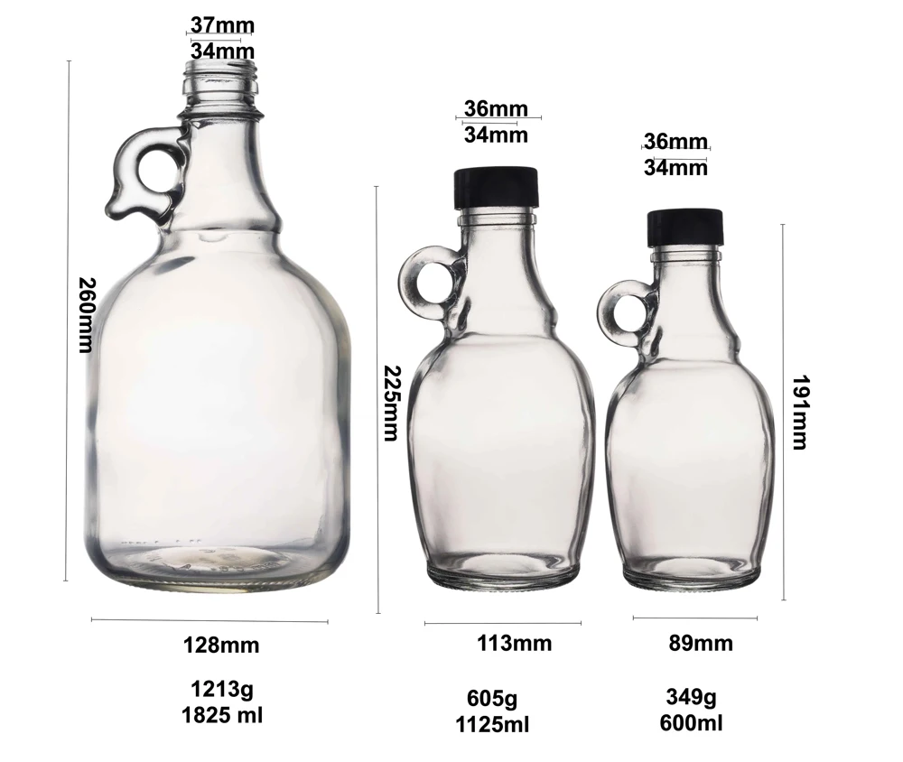 Berlin Packaging 1.8L Transparent Beverage Milk Growler Jug drinking juice 0.5 Gallon glass jug set