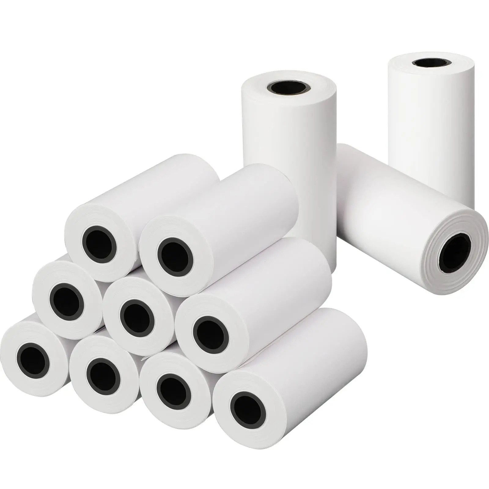 Thermal paper rolls for ECG printers and medical charts, measuring 3 x 6 and 12 channels.