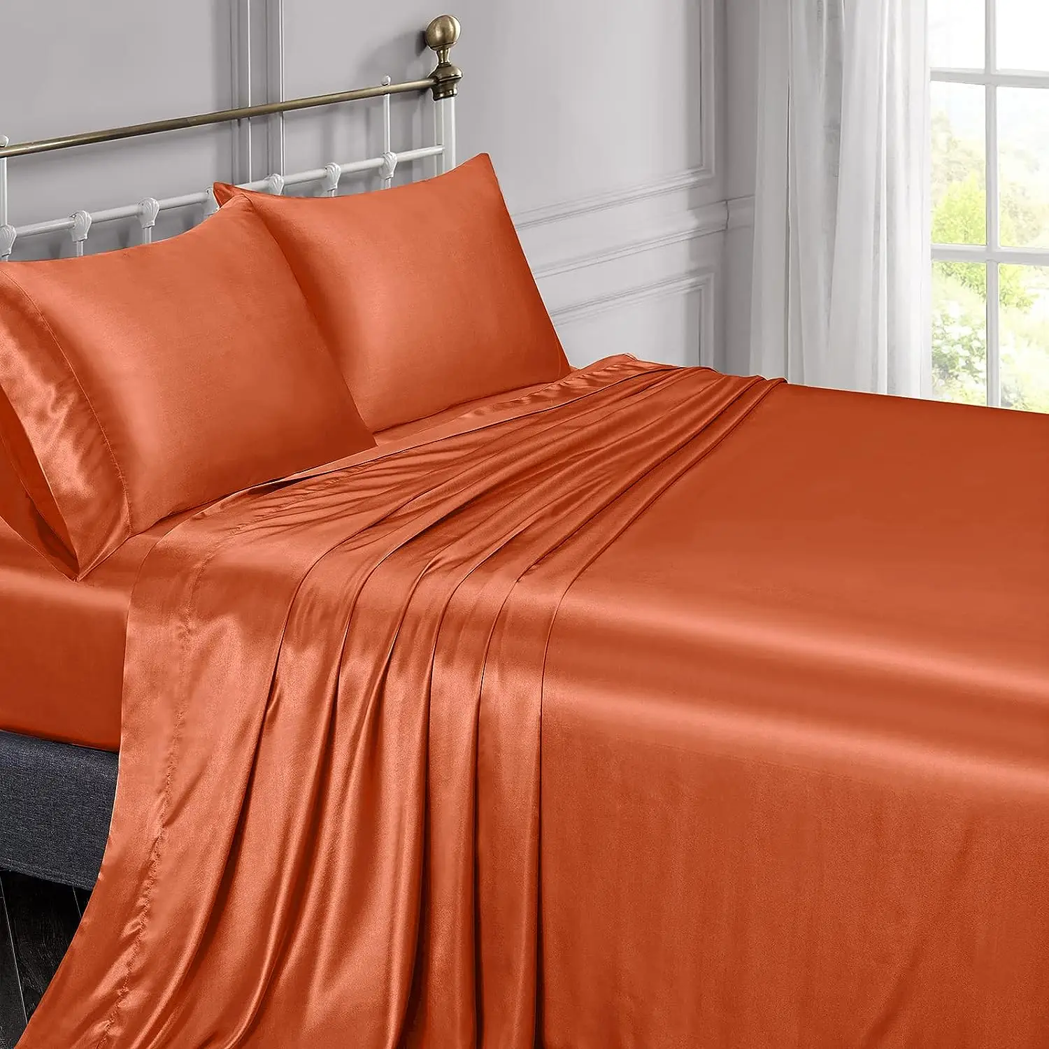Silk Sheets Set 100% Charmeuse Mulberry Silk Bed Sheet Set, Thick, Heavy Silk, Deep Pocket OEM Made In Vietnam