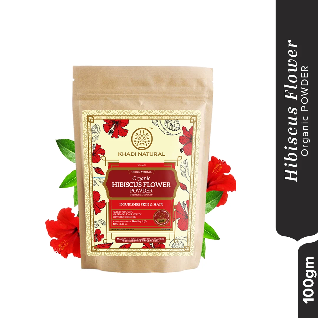 Khadi Natural Henna & Hibiscus Flower Organic powder Best Hair powder for Nourishes and strong hair in good price