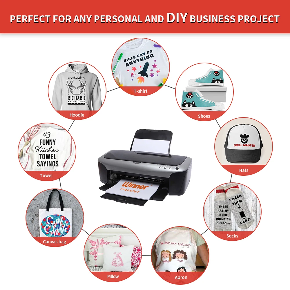 Winner Transfer iron-on heat transfer paper inkjet printing white transfer paper for light fabric