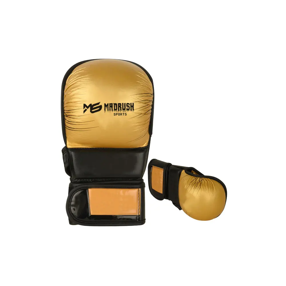 Matt MMA Sparring Grappling Boxing Muay Thai Punching Training Gloves /Custom Logo Training Half Finger PU Leather  MMA Gloves