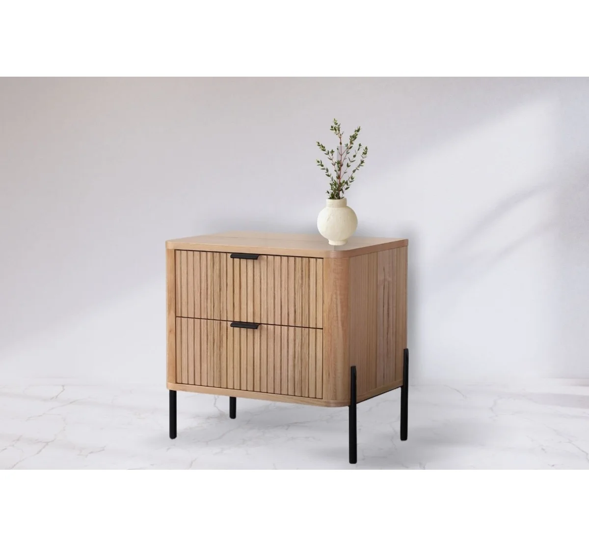 Mango Wood Bedside Table: Elegant Design with Two Drawers - Add Natural Charm and Practical Storage to Your Bedroom