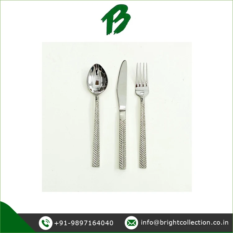 SS304 Grade Tableware / Flatware Cutlery Set Superb Quality 3 Piece Spoon Fork and Knife Brass Handle Cutlery Set
