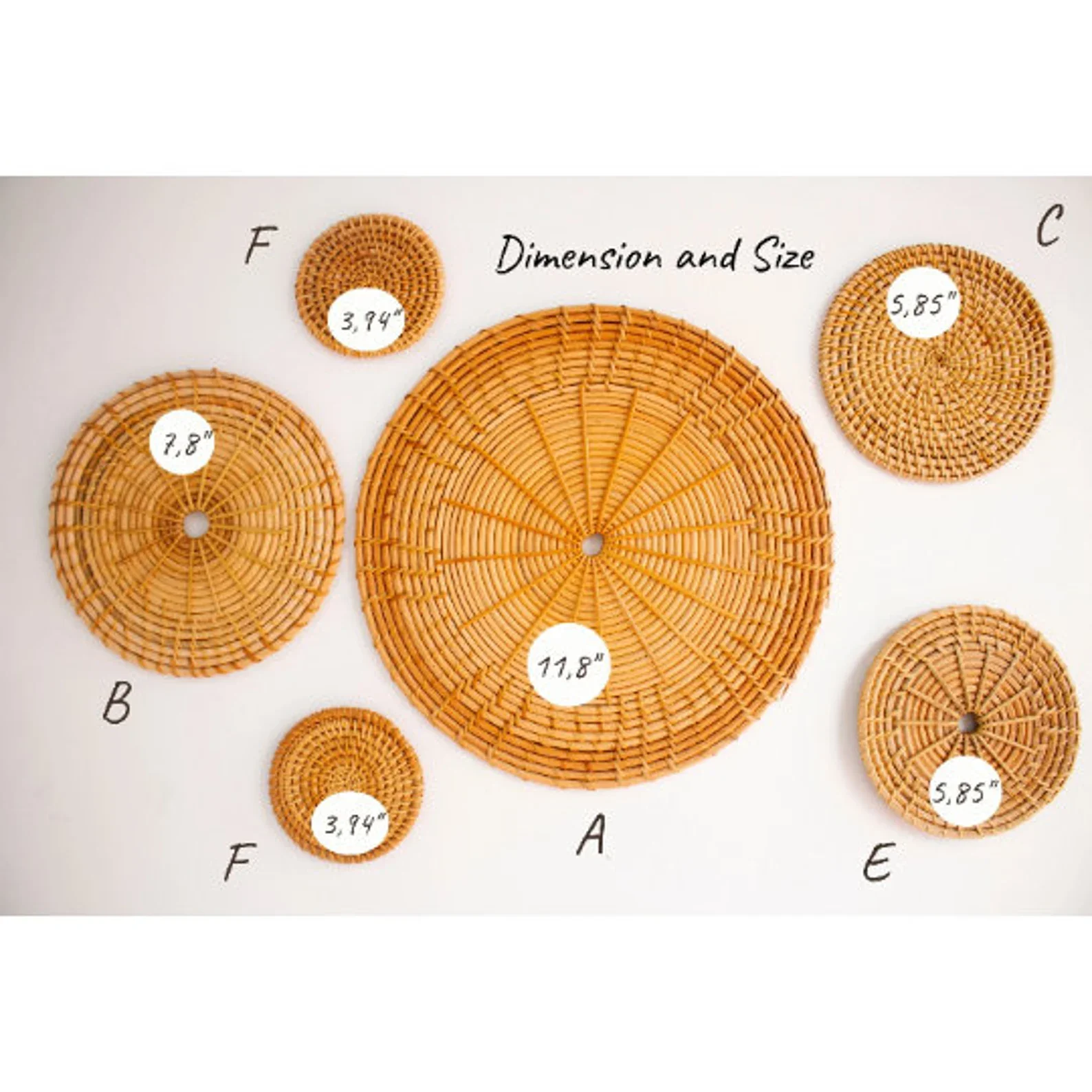 Set of 14 Boho Wall Decor, Seagrass Baskets Wall Decor Wicker Hanging Wall Basket, Natural Boho Wall Decor-Boho Decor Gift Idea