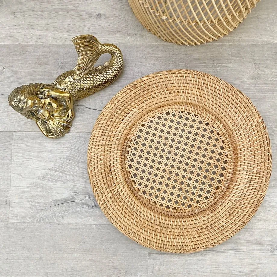 Biodegradable rattan charger plate table dinnerware placemat eco friendly natural cheap price from Vietnam