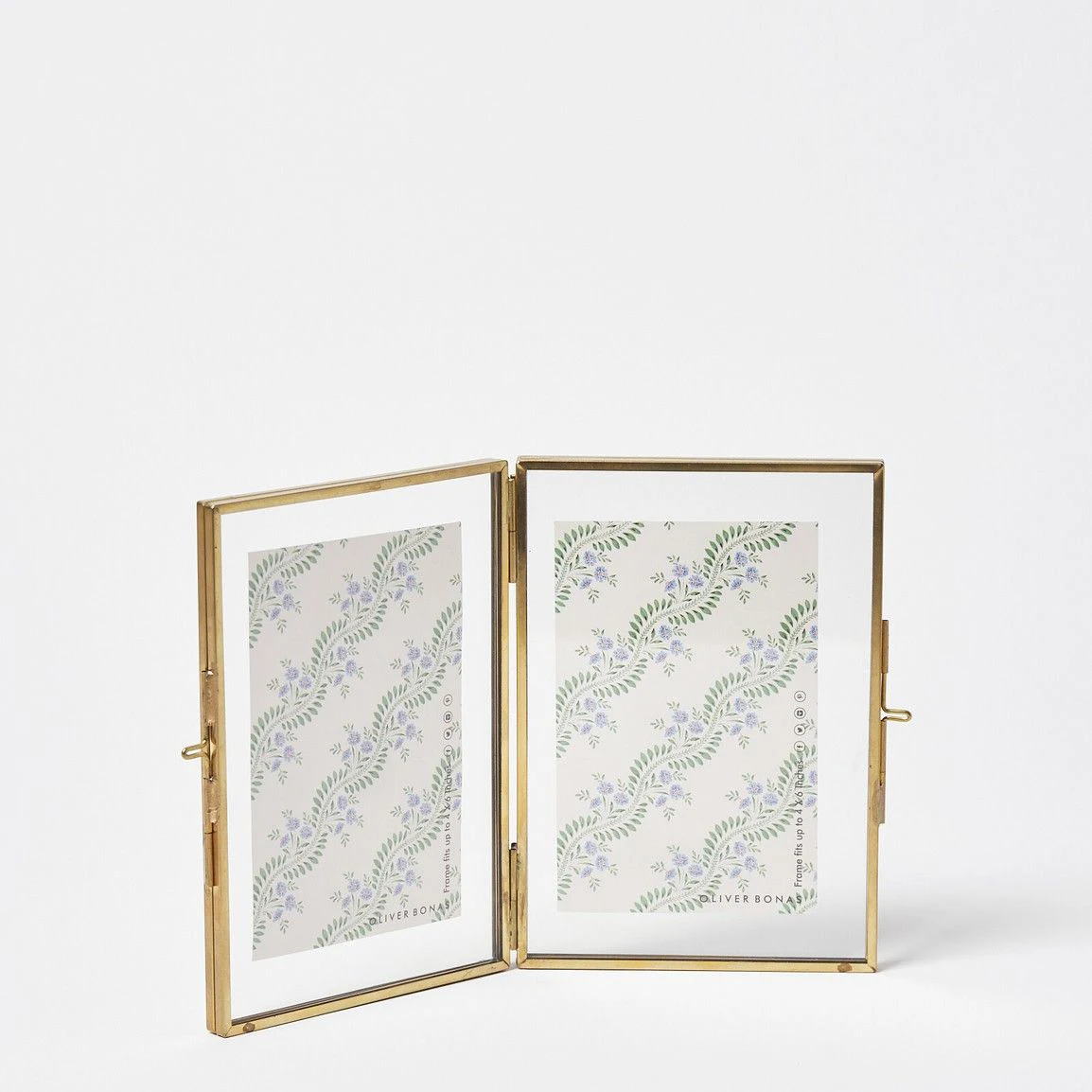 Home Decor Two Pages Double Sided Brass Glass Picture Photo Frame Standard Design Metal Brass Antique Finish Set Of 2 Home Decor