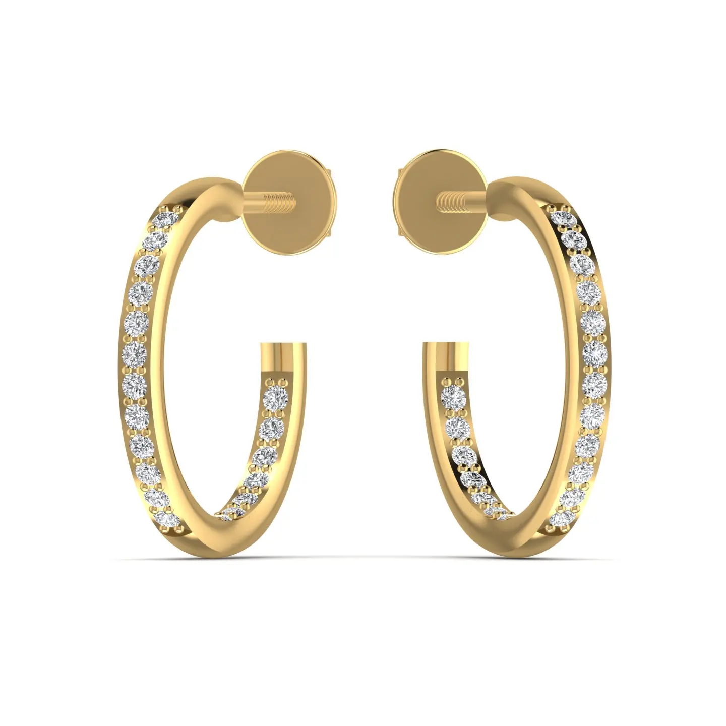 14kt Lab Grown Diamond Solid Rose Yellow White Gold Half Hoop Earrings Daily Wear Luxurious Fine Jewelry For Women